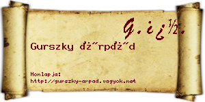 Gurszky Árpád névjegykártya